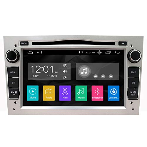 SWTNVIN Android 10 Coche Audio Cabezal estéreo se Adapta a Opel Vauxhall Reproductor de DVD Radio 7 Pulgadas IPS HD Pantalla táctil navegación GPS con Bluetooth WiFi Volante Control 2GB+16GB (Plata)