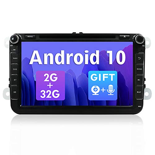 SXAUTO Android 10 Autoradio Car Stereo para Volkswagen VW Seat/Skoda/Polo/Passat/Golf/Fabia - [2G+32G] - Gratis Cámara Canbus Micrófono - GPS 2 DIN - Soporte Dab 4G WiFi BT5.0 Carpaly SWC - 8 Pulgada