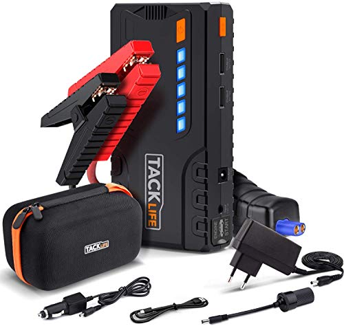 Tacklife T6 600 A kit de arrancador auxiliar, pico de 16500 mAh/batería portátil/gasolina de 6,2 l, gasóleo de 5,0 l/3 modos de iluminación led/Puerto de carga de 5 V/1 A 5 V/2 A 12 V/10 A