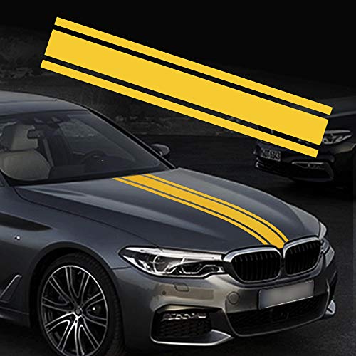 TOMALL 49"x 8,7" Pegatina de Rayas para capó de Coche Auto Racing Body Stripe Lateral Calcomanía Falda Techo Parachoques Calcomanía de Vinilo Modificado Calcomanía Decoración para Coche (Amarillo) TOMALL 49"x 8,7" Pegatina de Rayas para capó de Coche Auto Racing Body Stripe Lateral Calcomanía Falda Techo Parachoques Calcomanía de Vinilo Modificado Calcomanía Decoración para Coche (Amarillo)
