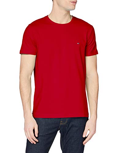 Tommy Hilfiger Stretch Slim Fit tee Camiseta Deporte, Rojo (Primary Red), Medium para Hombre