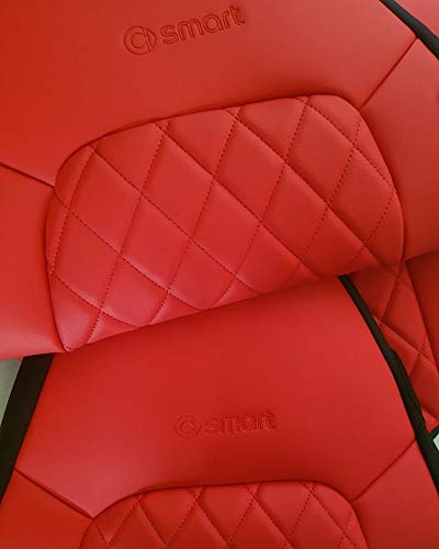 Top Car Athens Rhombus Collection - Juego de 2 fundas para asientos de coche, de piel sintética, con parte trasera de color negro, se adapta al 100%, compatible con Smart Fortwo de color rojo
