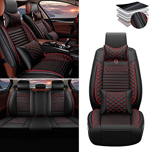 Tuqiang Funda de asiento de coche para MINI ONE COOPER S Paceman Clubman Countryman, cuero de lujo impermeable, compatible con airbag, juego completo de lujo negro rojo Tuqiang Funda de asiento de coche para MINI ONE COOPER S Paceman Clubman Countryman, cuero de lujo impermeable, compatible con airbag, juego completo de lujo negro rojo