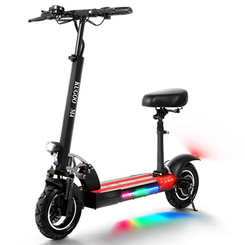 urbetter Patinete Eléctrico Adultos de 500W, hasta 43 Km/h, Ruedas Anti Reventon de 10”, 45 Km de Autonomía, Doble Frenos de Disco Scooter Electrico Plegable con Asiento Ajustable