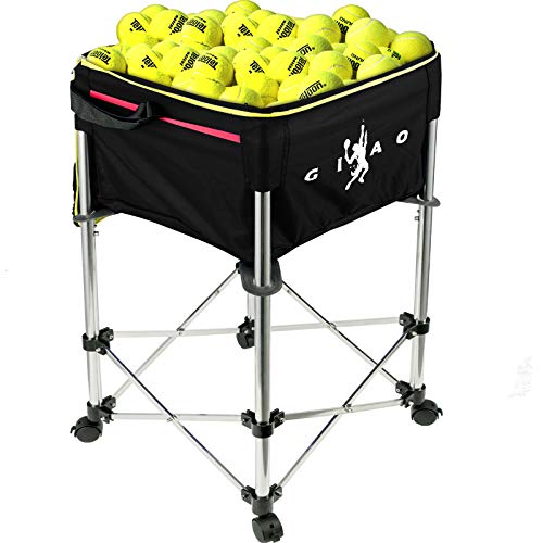 VEVOR Carro de Pelotas para Enseñanza con Capacidad de 160 Pelotas de Tenis y Bolsa Negro para Béisbol y Tenis Carro de Pelota con Ruedas para Béisbol Softbol y Tenis