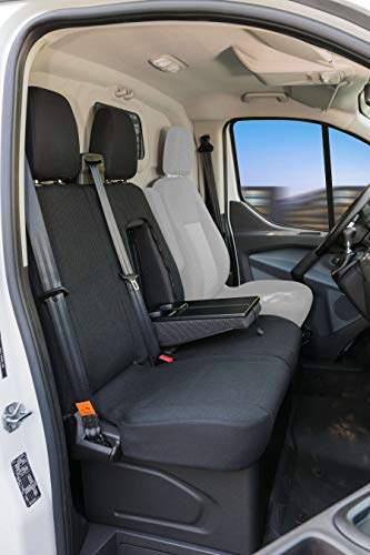 WALSER 10532 Funda de asiento de coche ajuste de transportador, funda de asiento de tela antracita compatible con Ford Transit, 2 asientos individuales en la parte delantera