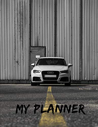 White AUDI A3 Undated Quarterly and Weekly Planner For Men: Custom interior to write in with to do lists, notes,log book, calendar. Perfect gift for  birthday or any occasion