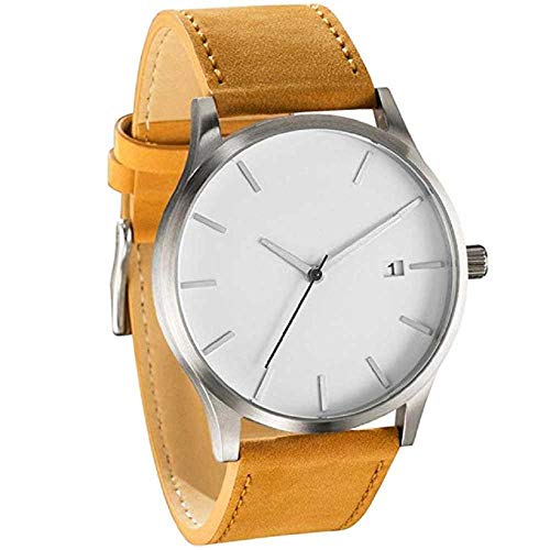 WSSVAN Gran dial reloj deportivo casual para hombres Calendario de hombres de bajo perfil popular cinturón de negocios mate reloj de cuarzo connotación minimalista reloj de cuero 0 (Oro)