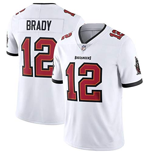 Xyy NFL Jersey Patriots 12# Tom Brady Camiseta de fútbol Americano para Hombre (Color : White, Size : S)