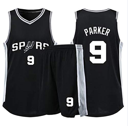 YCJL Camiseta de Baloncesto para Hombre NBA San Antonio Spurs # 9 Camisetas de Jabari Parker, Trajes de Verano Kits de Uniformes de Baloncesto Top + Shorts,A,L:160~165cm