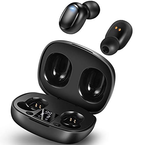 yobola - Auriculares inalámbricos Bluetooth 5.0 20H Playtime 3D Stereo HD In Ear Wireless con micrófono, Control táctil, Auriculares inalámbricos con Funda de Carga portátil
