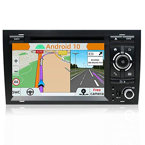 YUNTX Android 10 Autoradio Compatible con Audi A4 B6 / B7 / S4 / RS4 / Seat Exeo- GPS 2 DIN - Cámara Trasera Libre & Mic & Canbus - Soporte Dab/Control del Volante / 4G / WiFi/Bluetooth/MirrorLink