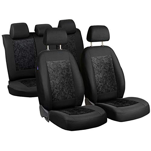 Zakschneider Fundas De Asiento para DOBLO - Conjunto De Fundas - Color Premium Negro Terciopelo