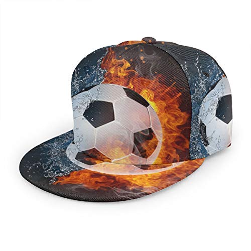 Zhgrong Balón de fútbol en Fuego y Agua Gorra de béisbol de algodón Personalizada con impresión 3D