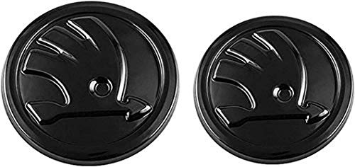 2 Pegatinas de Repuesto para Rejilla Delantera y Trasera del maletín, Logotipo de Skoda Octavia Delantero y Trasero (Negro Brillante.)