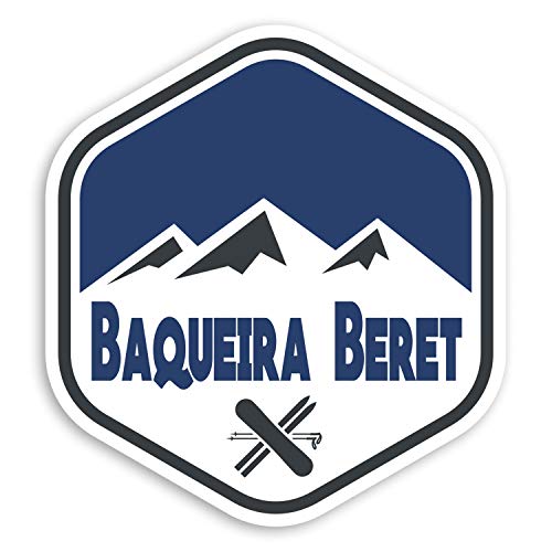 2 pegatinas de vinilo Baqueira Beret España de 10 cm – Adhesivo para equipaje de estación de esquí #29039
