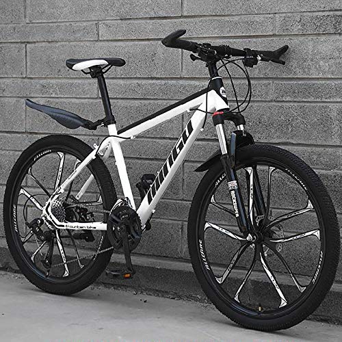 24 Pulgadas 21-velocidad Bicicleta De Engranajes,Absorción De Impactos Bicicleta De Neumáticos De Grasa Sport Bike,Bicicleta De Montaña Con 10 Radios Frenos De Doble Disco & Suspensión De Horquilla-Bl