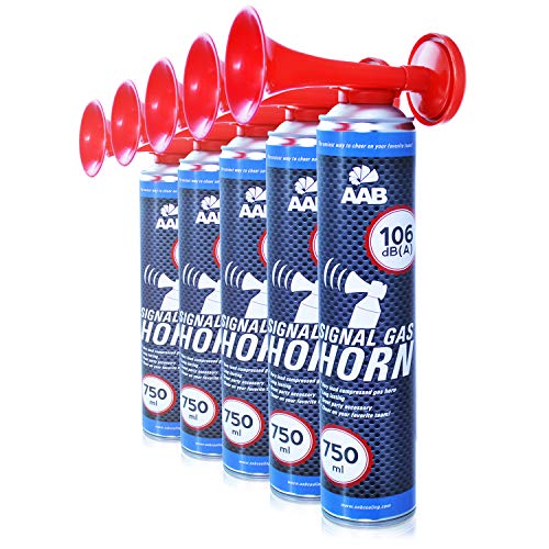AAB Cooling Signal Gas Horn 750ml - Conjunto de 6 - Fanfarria Muy Fuerte, Bocina de Aire Comprimido, Bicicleta Segunda Mano, Car Horn, Bocina Portatil, Bocina Spray