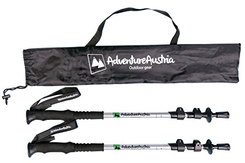 AdventureAustria Bastones de Senderismo Telescópicos (Par) Bastones de Trekking de Aluminio Ligeros - para Senderismo y Montañismo. para Hombre y Mujeres. Incluye Estuche. (Plateados) AdventureAustria Bastones de Senderismo Telescópicos (Par) Bastones de Trekking de Aluminio Ligeros - para Senderismo y Montañismo. para Hombre y Mujeres. Incluye Estuche. (Plateados)