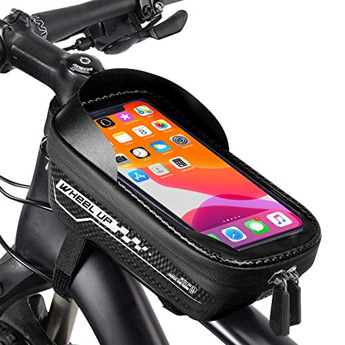 Aiooy Bike Frame Bag,Bolsas de Bicicleta, Bolsa Táctil Bicicleta Impermeable,Cremallera Doble Viseras y Pantalla táctil TPU, Bolsa para Cuadro Bicicleta para Teléfono Movil Dentro de 6,5 Pulgadas