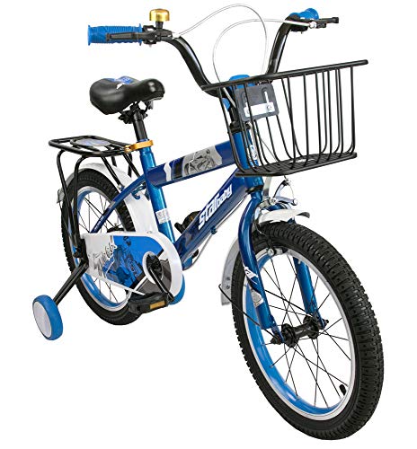 Airel Bicicletas Infantiles para Niños y Niñas | Bici con Ruedines y Cesta | Bicicletas 16 y 18 Pulgadas | Bicicletas niños 4-7 años | Color: Azul Pulgadas: 18