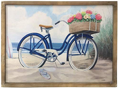 All Chic Cuadro de Pared con Marco de Lona con diseño Floral de Playa y Bicicleta de mar