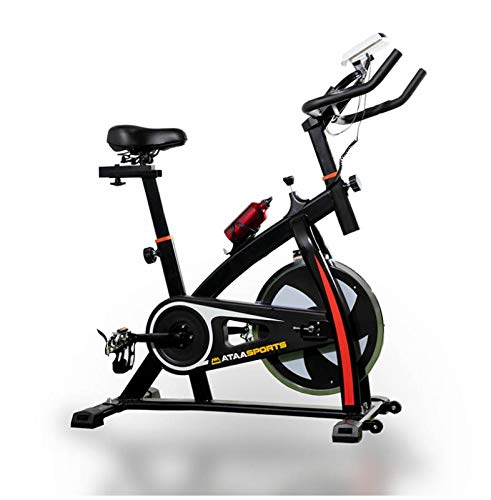 ATAA Power 50 Bicicleta de Spinning - Negro - Biciclera estática para realizar ejercicios de fitness en casa con pulsómetro, sillón ergonómica pantalla LCD y resistencia variable