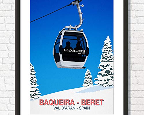 Azsteel Baqueira-Beret, póster de esquí, póster de viaje, impresión de boina de Baqueira, póster sin marco para decoración de oficina, el mejor regalo para familia y tus amigos de 11.7 x 16.5 pulgadas