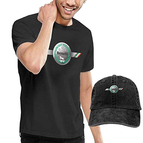 Baostic Camisetas y Tops Hombre Polos y Camisas, New Benelli-Logo Fashion T Shirt+Cowboy Hat for Men Black