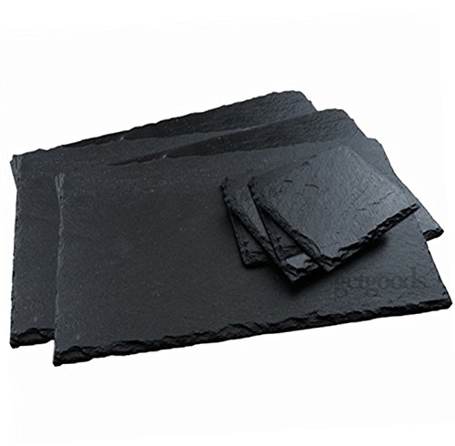 Bashar Fine Foods 16 Piece Set Natural Slate Placemats Coasters Tablemat Dinner Drinks Coffee Mats by Bashar Fine Foods