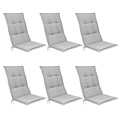 Beautissu Set de 6 Cojines para sillas de Exterior, tumbonas, mecedoras o Asientos con Respaldo Alto Base HL 120x50x6 Placas compactas de gomaespuma - Gris Claro Beautissu Set de 6 Cojines para sillas de Exterior, tumbonas, mecedoras o Asientos con Respaldo Alto Base HL 120x50x6 Placas compactas de gomaespuma - Gris Claro