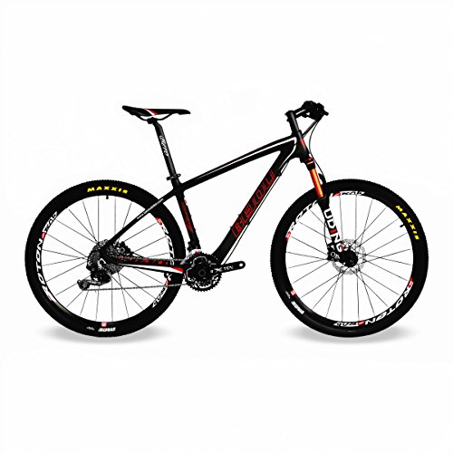 BEIOU® 650B bicicleta de montaña 27,5-pulgadas 10,7 kg marco ultraligero de fibra de carbono T800 30 velocidades M610, Shimano Deore MTB mate 3 K CB20, matte black