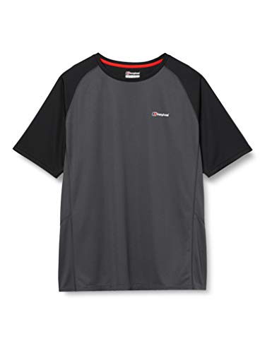 Berghaus Tech tee 2.0 Base Crew Short Sleeve Camiseta, Hombre, Carbon/Negro, 3XL
