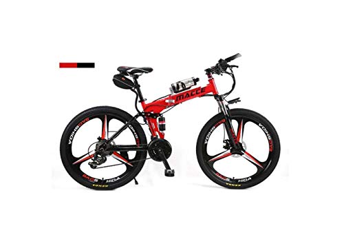 Bicicleta de Montaña Unisex Suspensión Doble Bicicleta de Montaña 26"Rueda Integral Bicicleta Eléctrica Bicicleta de Alto Carbono de Acero Pedal Híbrido Asistido Bicicleta Plegable con Batería de Ion