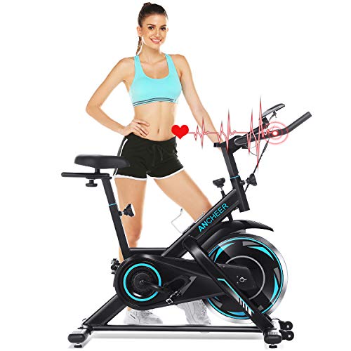 Bicicleta de Spinning, Bicicleta Fitness con Resistencia Magnética/ Volante Inercia Silenciosa, Bicicletas de Ejercicio casa con Soporte para iPad, Asiento Cómodo, Manillar y Resistencia Ajustable