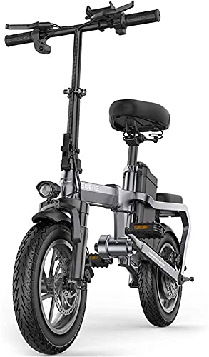 Bicicleta electrica Bicicletas eléctricas plegables con 350W 18V 14 pulgadas, batería de litio de 615Ah Ebike para viajes de ciclismo al aire libre Trabajo y desplazamiento (color: gris, Tamaño: 150km