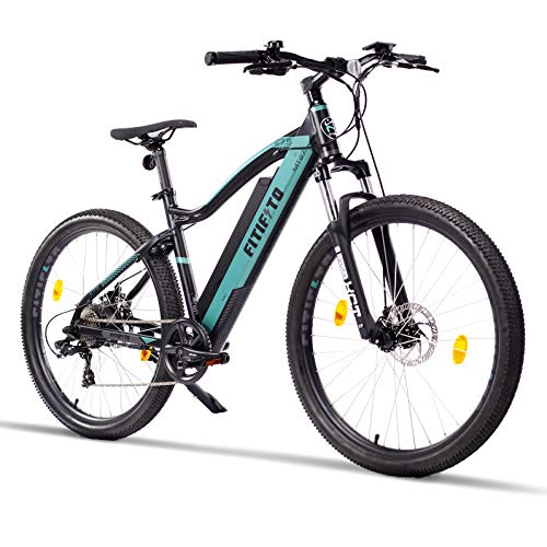 bicicleta eléctrica fitifito Copenhagen MT27,5 pulgadas mountainbike E-bike ,36v 250w Motor,13Ah 468Wh Lon de litio,21 Speed Shimano Gears,negro y gris, bicicleta Montaña