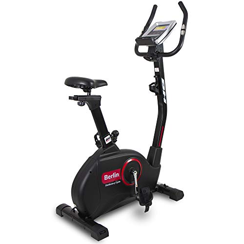 Bicicleta Estática BH Berlin SC100 - Volante inercia 9 kg - Freno magnético - 24 Niveles intensisdad - 12 programas predeterminados - sensores Ritmo cardiaco en Manillar - Sillín y Manillar Regulable