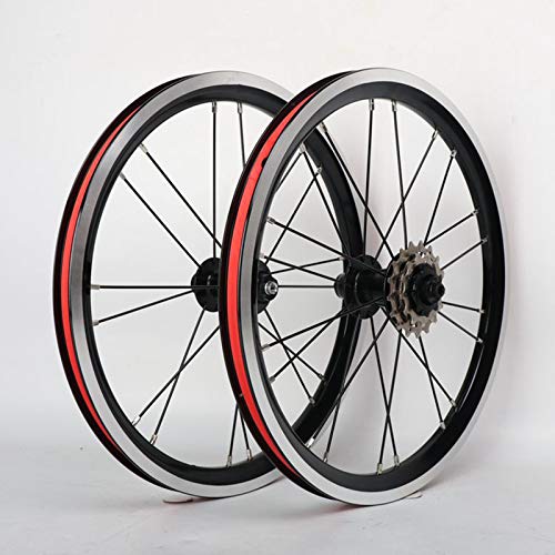 Bicicleta plegable de ruedas de 16 pulgadas Pequeño ruedas de la bici de aleación de aluminio llanta delantera trasera 2 4 Cubo de freno V Con 3 velocidades baja resistencia del volante Negro (un par Bicicleta plegable de ruedas de 16 pulgadas Pequeño ruedas de la bici de aleación de aluminio llanta delantera trasera 2 4 Cubo de freno V Con 3 velocidades baja resistencia del volante Negro (un par
