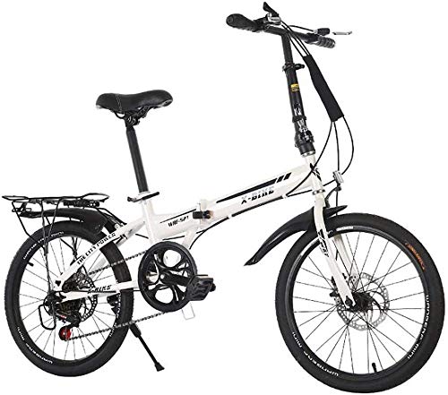 Bicicleta plegable ligera bicicleta portátil ruedas de 20 pulgadas con soporte de transporte trasero y 7 velocidades