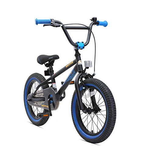 BIKESTAR Bicicleta Infantil para niños y niñas a Partir de 4 años | Bici 16 Pulgadas con Frenos | 16" Edición BMX Negro Azul