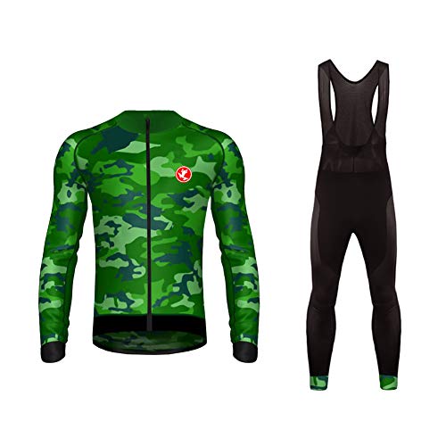 BurningBikewear Uglyfrog Ropa de Bicicleta Hombre MTB Traje de Ciclismo Mangas Largas Maillot+Pantalones Equipación de Ciclista, Talla XS-4XL, CXMX08F