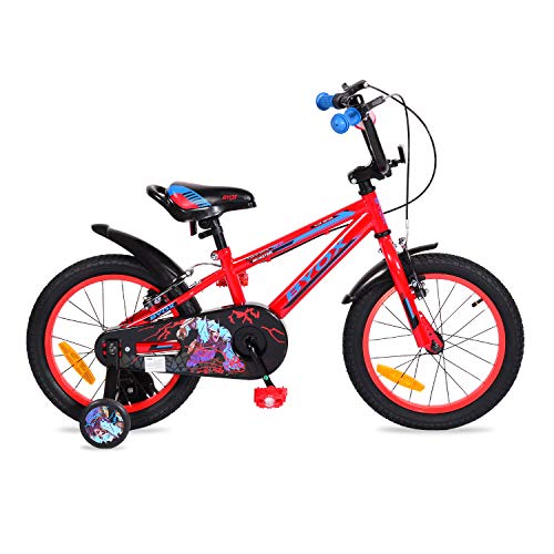 Byox Bicicleta Infantil 16' Monster Rojo, Ruedas de Apoyo, reflectores, sillín Ajustable