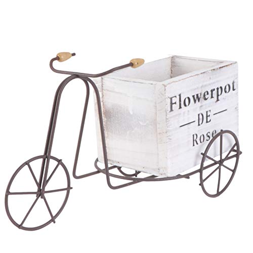 Cabilock Bicicleta Maceta de Flores Macetas de Patio Rústicas Macetas para Plantas Jardín Decoración de Interiores Al Aire Libre (Blanco Tamaño Pequeño Estilo Aleatorio)