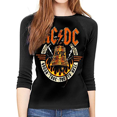 Camiseta Mujer ACDC Hell's Highway Live Hells Bells Women Baseball T Shirt 3/4 Sleeve tee Tops