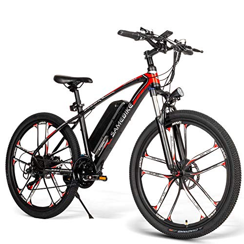 Carsparadisezone Bicicleta Eléctrica de Montaña Ciclomotor 26 Pulgadas con Motor de 350W Bateria de Litio 48V 8AH Marco de Aluminio Frenos de Disco 3 Modos de Arranque [EU Stock]