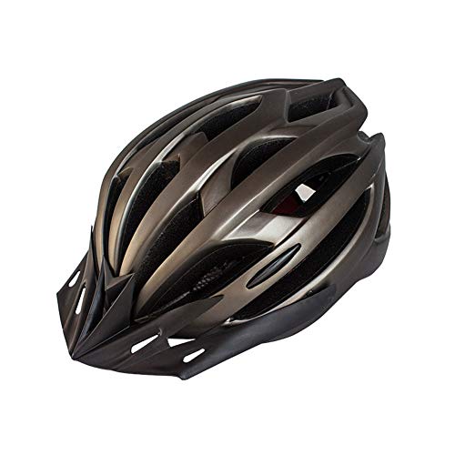 Casco de Bicicleta para Adulto Casco Ciclismo Ajustable Protección de Seguridad con Visera Desmontable y Luz LED Casco Bici Ligero Protector Unisex para MTB Carretera (Marrón, 54-61 cm)