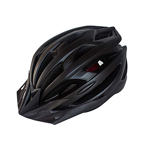 Casco de Bicicleta para Adulto Casco Ciclismo Ajustable Protección de Seguridad con Visera Desmontable y Luz LED Casco Bici Ligero Protector Unisex para MTB Carretera (Negro, 54-61 cm)