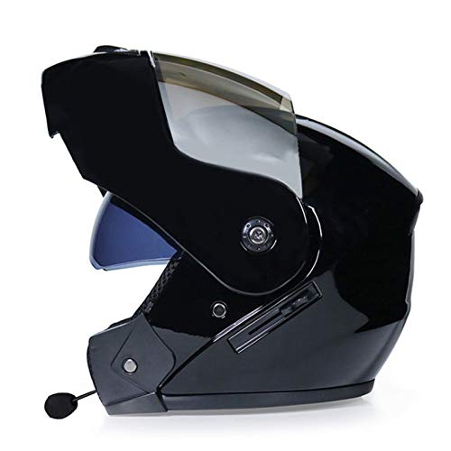 Casco de Moto Modular con Bluetooth Integrado,Casco Moto Integral ECE Homologado con Doble Visera Casco de Moto de Carreras Moto Abatible Casco Integral para Mujer Hombre Adultos G,L