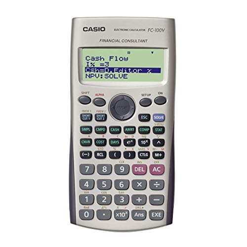 Casio FC-100V Bolsillo - Calculadora (Bolsillo, Calculadora financiera, 4 líneas, Flash, Batería, Gris)